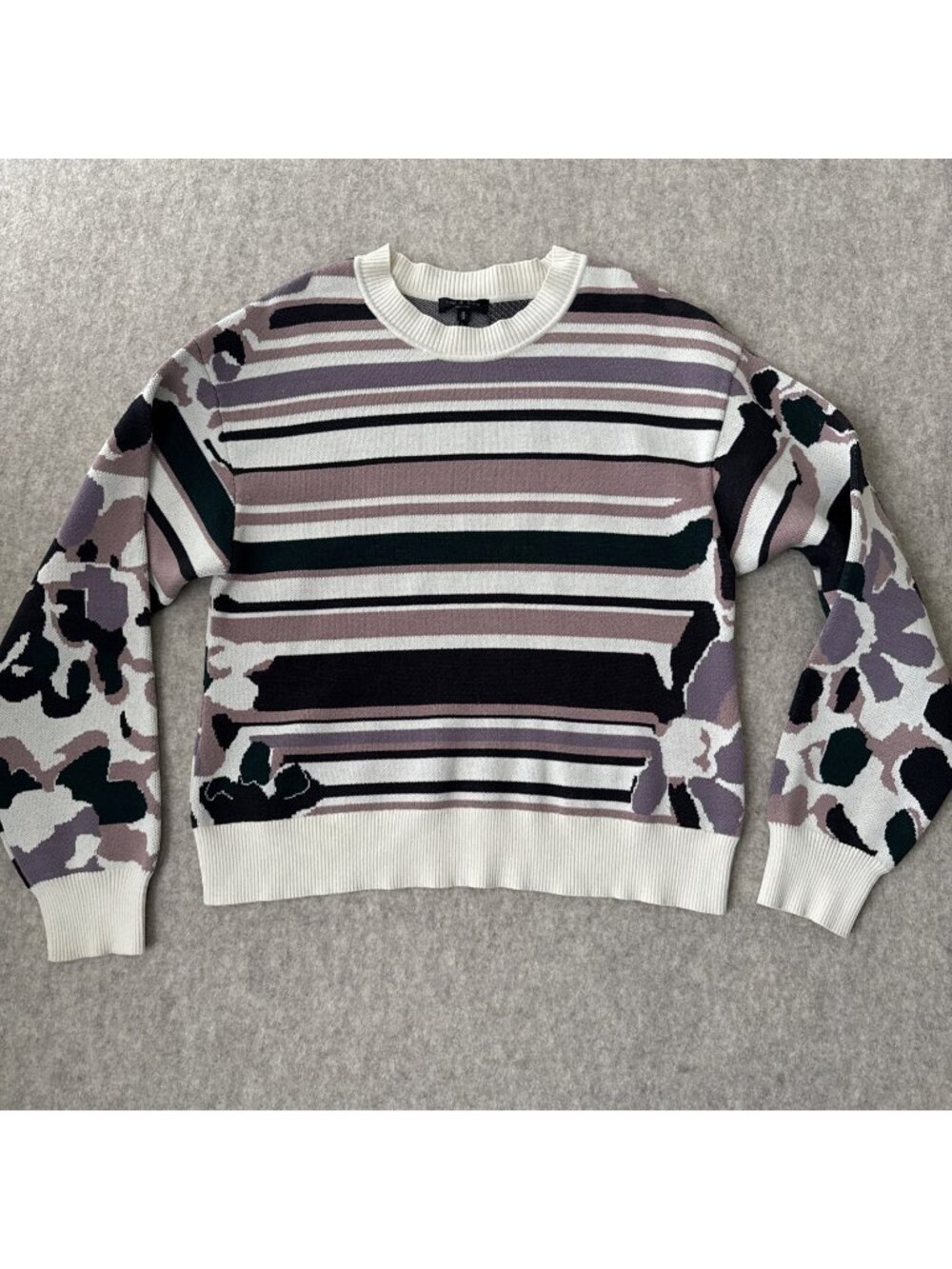 rag and bone Sweater Womens Medium Mauve Nellis Pullover Floral Cotton Blend